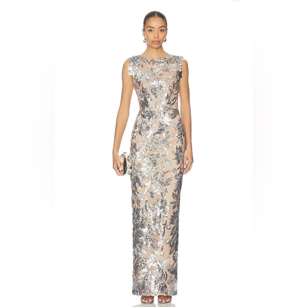 NWOT BRONX AND BANCO Violet Maxi Dress in Dark Silver, wedding guest dress